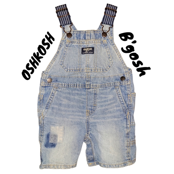 OshKosh B'gosh Denim Overall Shorts Size 18m - Picture 1 of 6